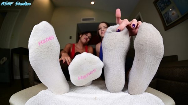 Megan Jones and Terra Mizu make coach smell their gym socks