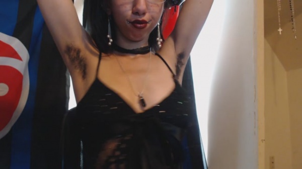 Miss Alice the Goth - Hairy Armpit Play Tits Bouncing Shaking