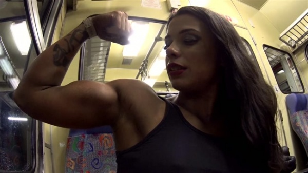 GymBabe - Worship My Tanned Biceps On The Train