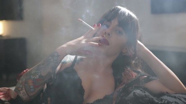 Dani Lynn - Smoking Vss In Black Bra And Cover Up